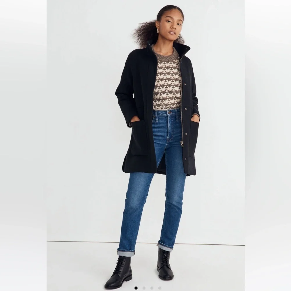 Madewell Estate Cocoon Coat in Insuluxe Fabric Size XXL Black